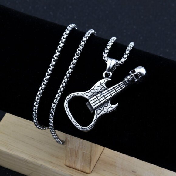 ❤️Music Lover Stainless Steel Guitar Necklace , N90201P102 - Picture 6 of 8